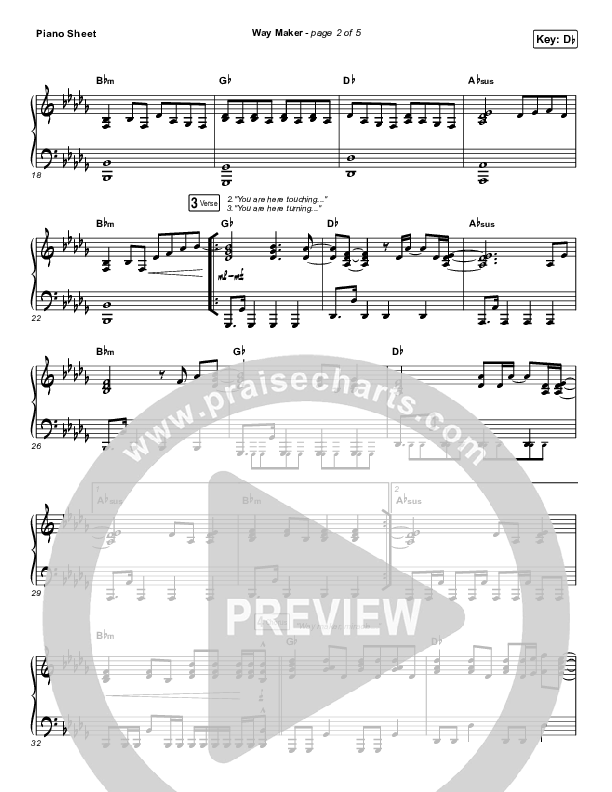 Way Maker (Live At Bethel) Piano Sheet (Paul McClure / Hannah McClure / The McClures)