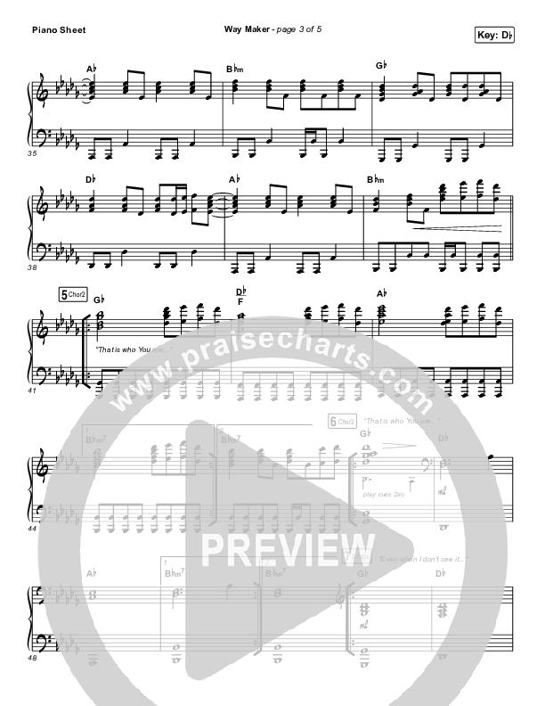 Way Maker (Live At Bethel) Piano Sheet (Paul McClure / Hannah McClure / The McClures)