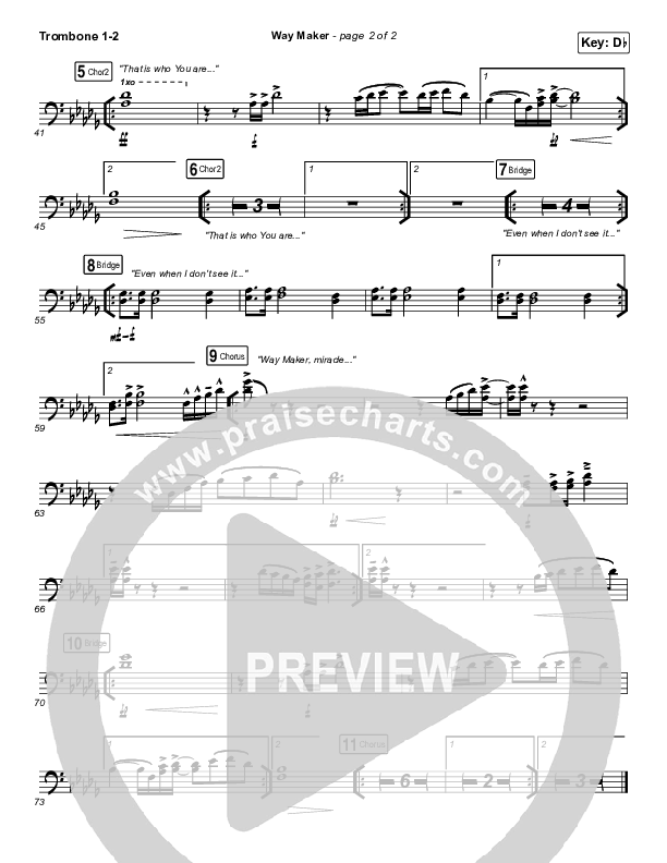 Way Maker (Live At Bethel) Trombone 1/2 (Paul McClure / Hannah McClure / The McClures)