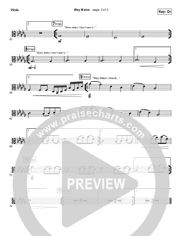 Way Maker (Live At Bethel) Viola (Paul McClure / Hannah McClure / The McClures)