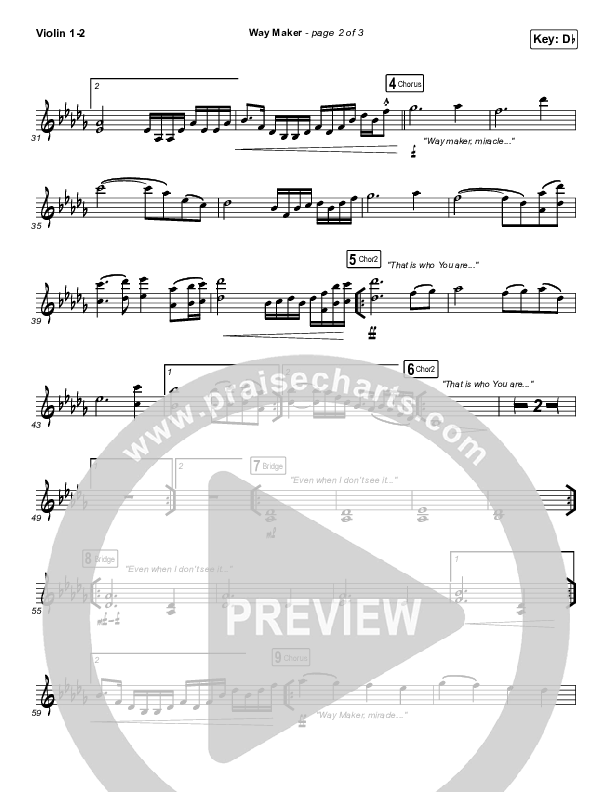 Way Maker (Live At Bethel) Violin 1/2 (Paul McClure / Hannah McClure / The McClures)