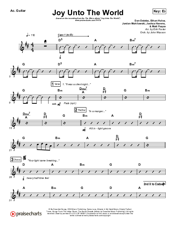 Joy Unto The World Acoustic Guitar (The Afters)