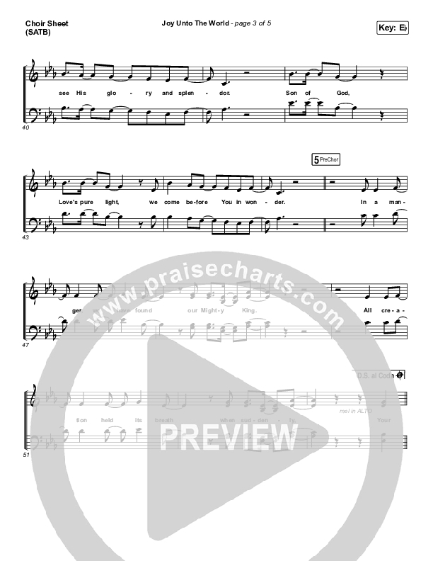 Joy Unto The World Choir Sheet (SATB) (The Afters)