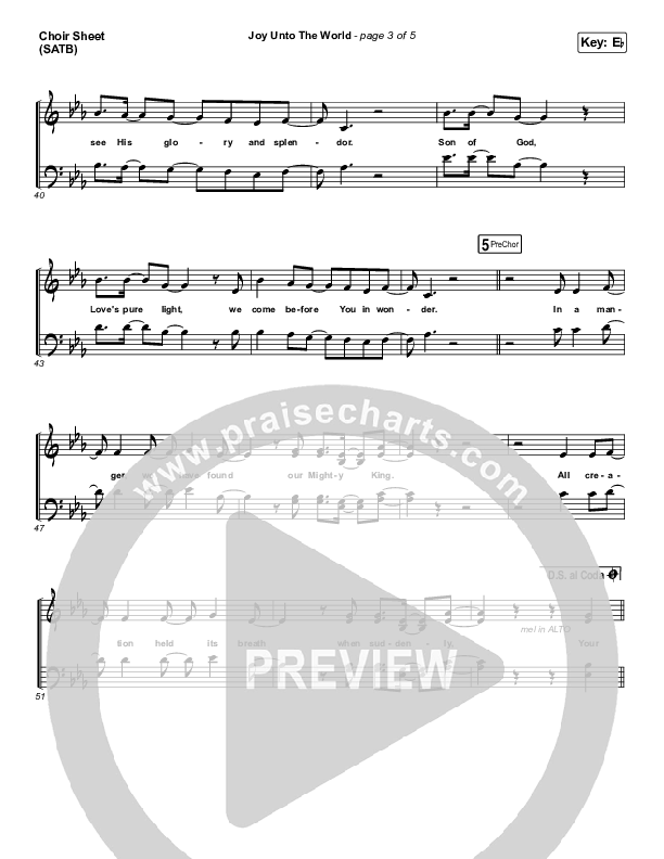 Joy Unto The World Choir Sheet (SATB) (The Afters)