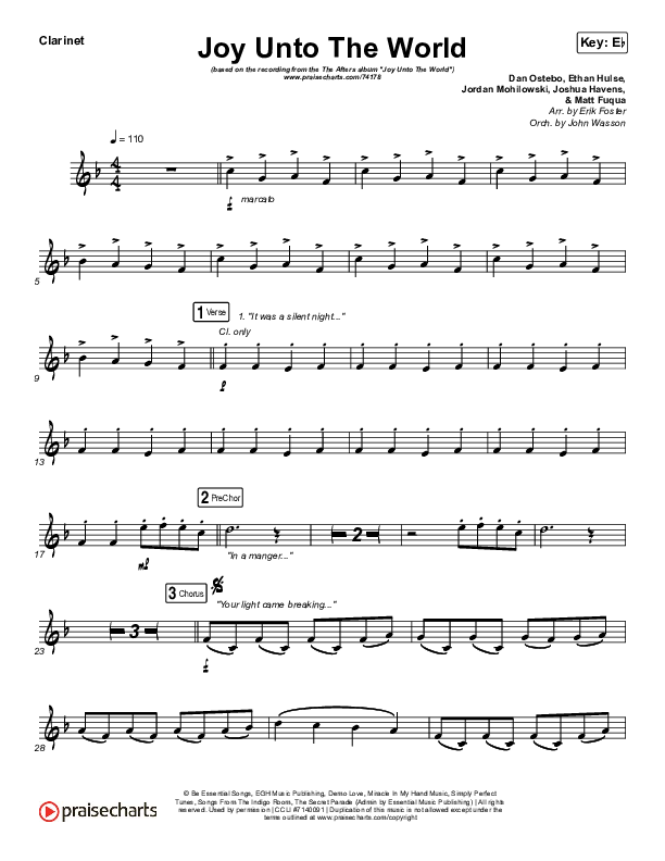 Joy Unto The World Clarinet (The Afters)
