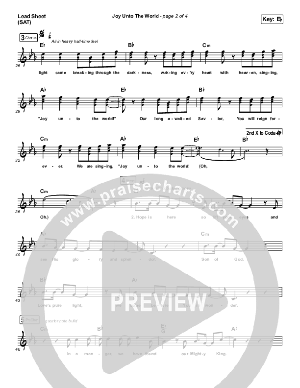 Joy Unto The World Lead Sheet (SAT) (The Afters)