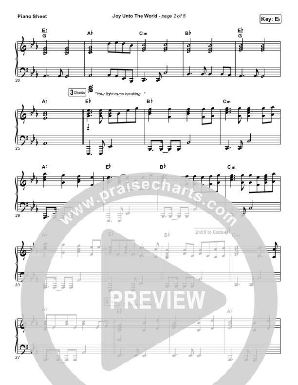 Joy Unto The World Piano Sheet (The Afters)