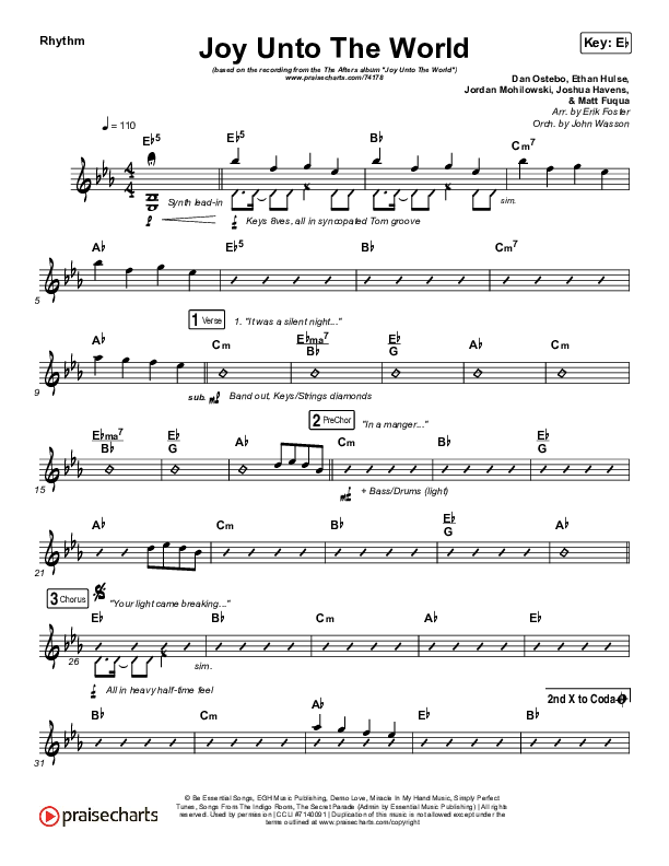 Joy Unto The World Rhythm Chart (The Afters)