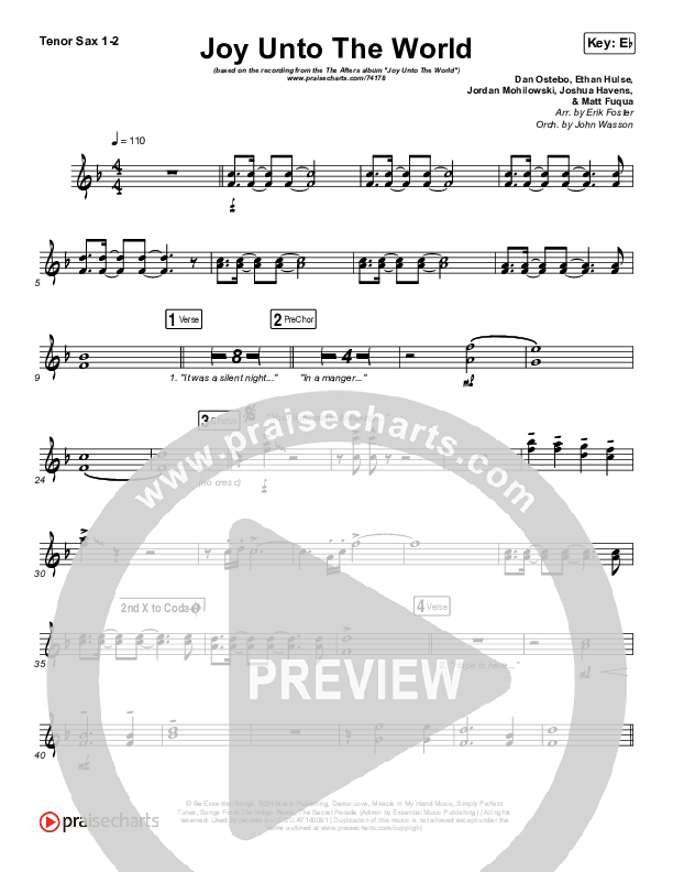 Joy Unto The World Tenor Sax 1/2 (The Afters)
