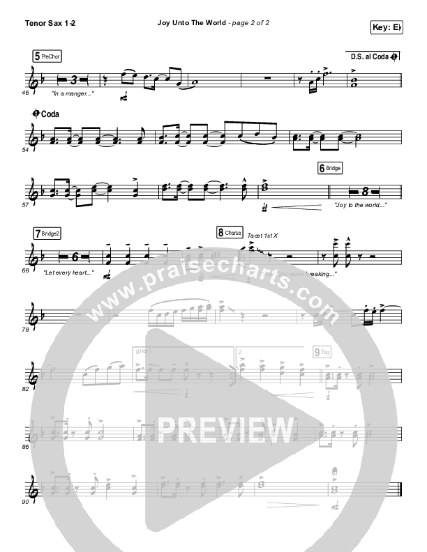 Joy Unto The World Tenor Sax 1/2 (The Afters)