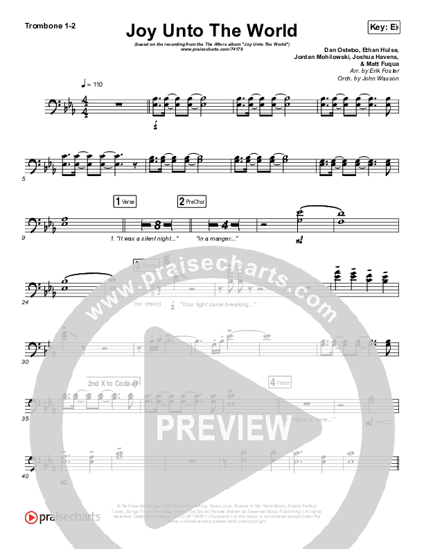 Joy Unto The World Trombone 1/2 (The Afters)