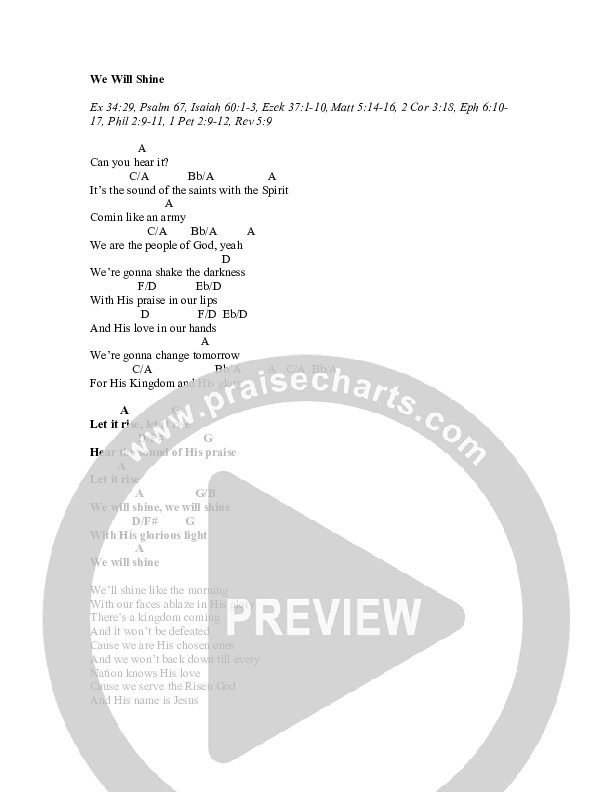We Will Shine Chord Chart (Matt Papa)