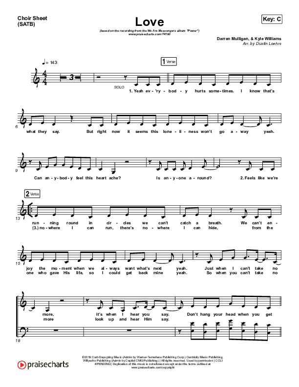 Love Choir Sheet (SATB) (We Are Messengers)