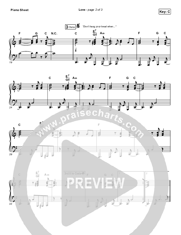 Love Piano Sheet (We Are Messengers)