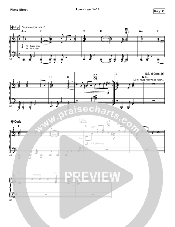 Love Piano Sheet (We Are Messengers)