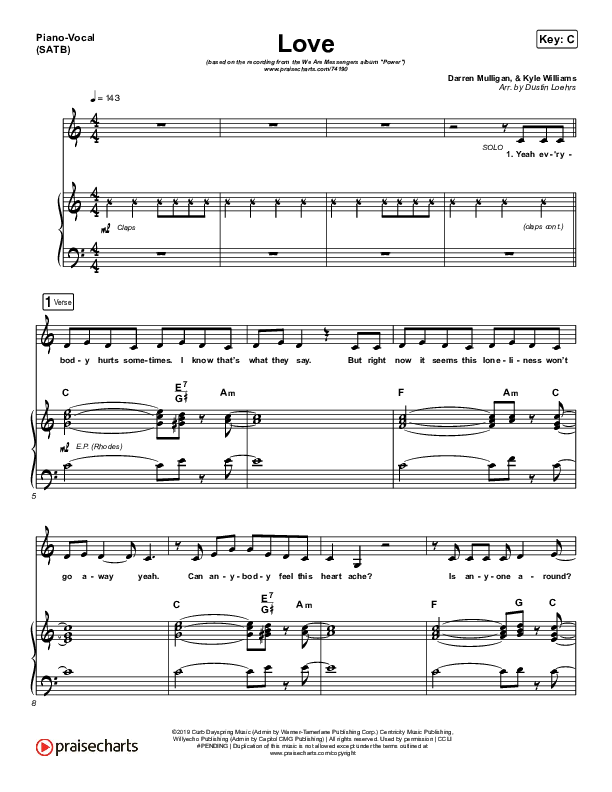 Love Piano/Vocal (SATB) (We Are Messengers)