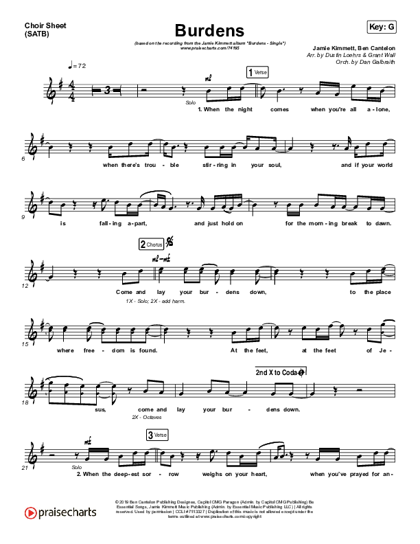 Burdens Choir Sheet (SATB) (Jamie Kimmett)