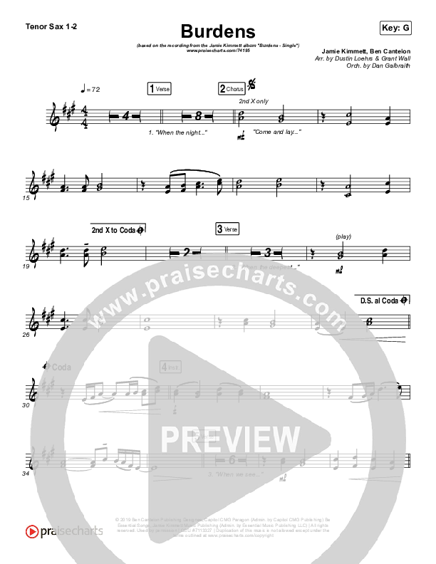 Burdens Tenor Sax 1/2 (Jamie Kimmett)