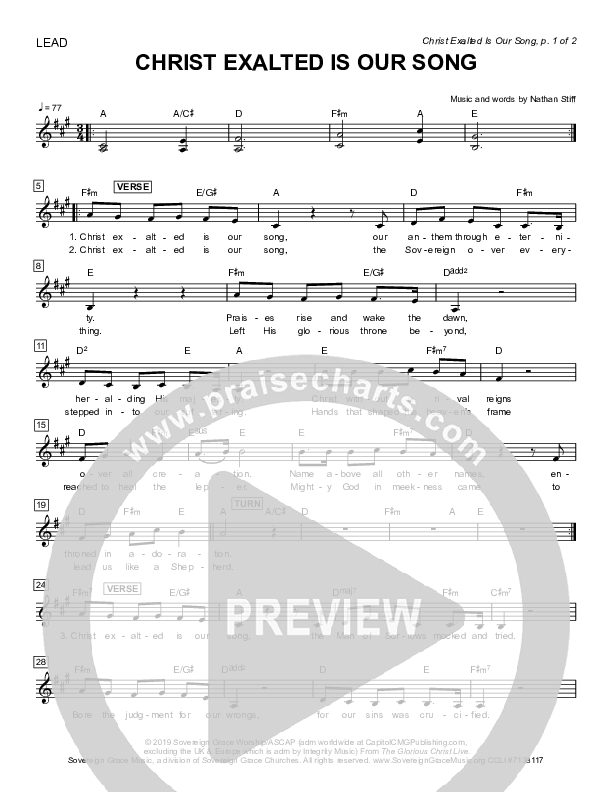 Christ Exalted Is Our Song Lead Sheet (SAT) (Sovereign Grace)