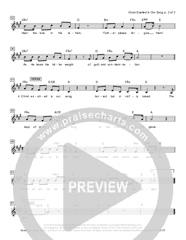 Christ Exalted Is Our Song Lead Sheet (SAT) (Sovereign Grace)