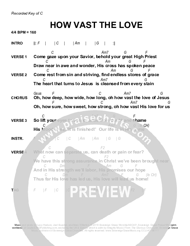 How Vast The Love Chords & Lyrics (Sovereign Grace)