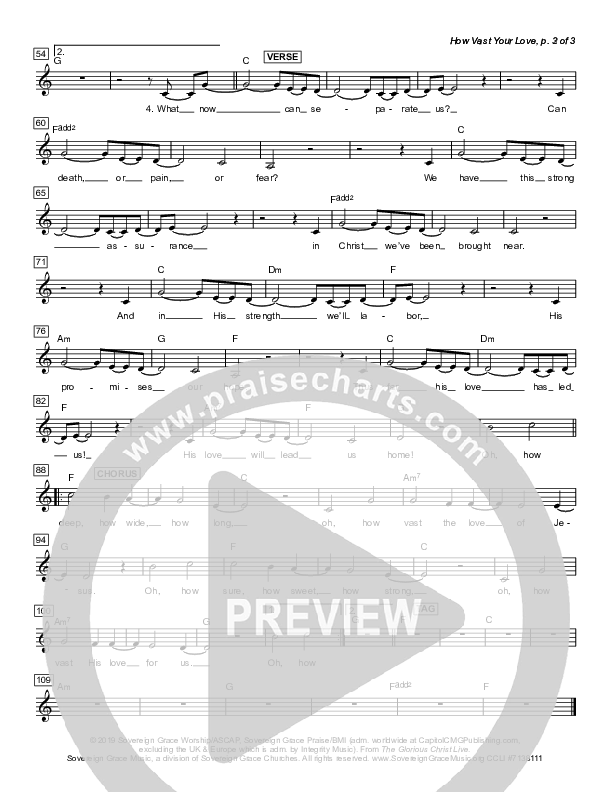 How Vast The Love Lead Sheet (SAT) (Sovereign Grace)