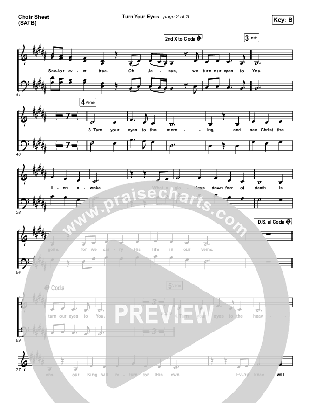 Turn Your Eyes Choir Sheet (SATB) (Sovereign Grace)