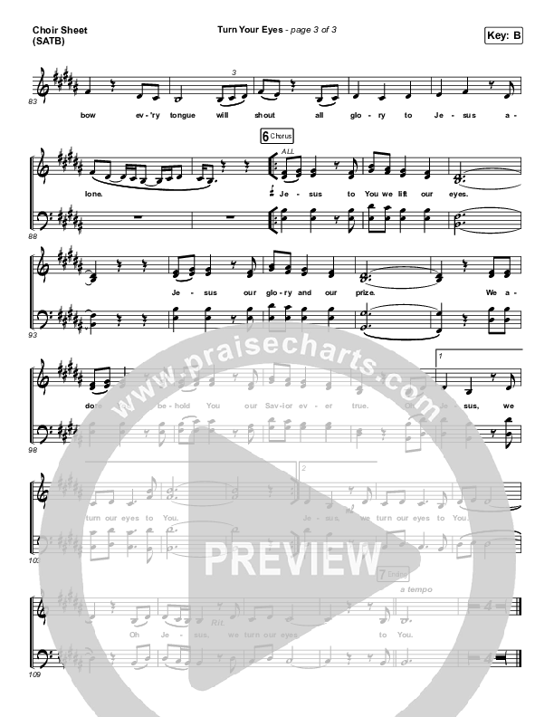 Turn Your Eyes Choir Sheet (SATB) (Sovereign Grace)