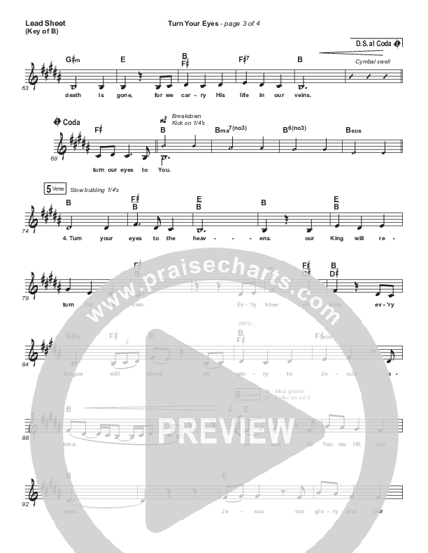 Turn Your Eyes Lead Sheet (Melody) (Sovereign Grace)