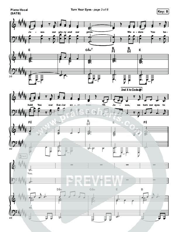 Turn Your Eyes Piano/Vocal (SATB) (Sovereign Grace)