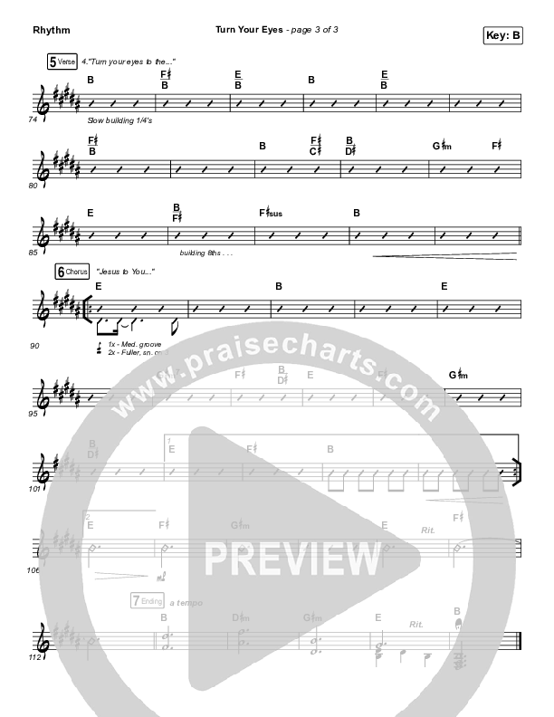 Turn Your Eyes Rhythm Chart (Sovereign Grace)