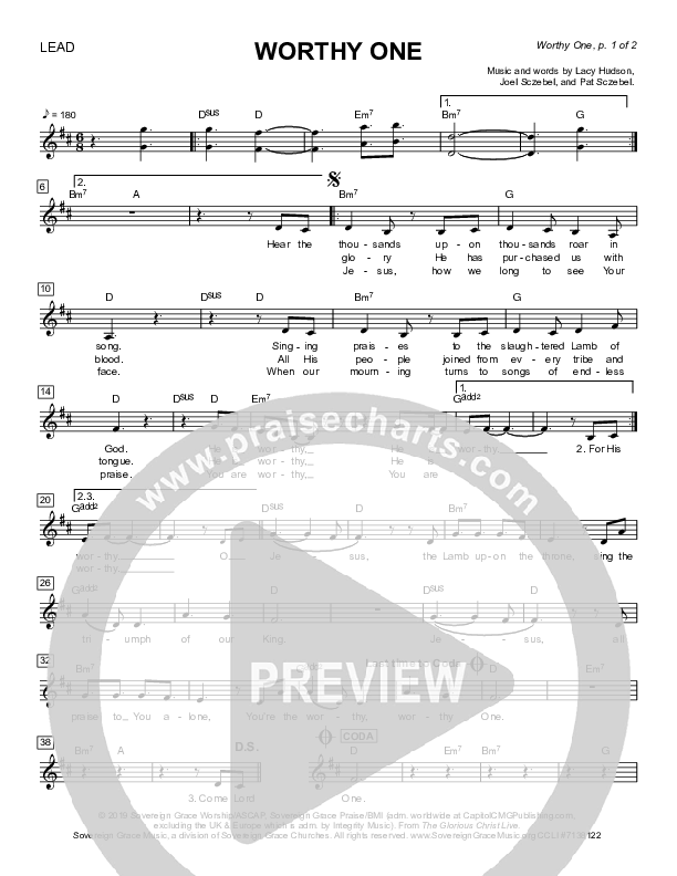 Worthy One Lead Sheet (SAT) (Sovereign Grace)