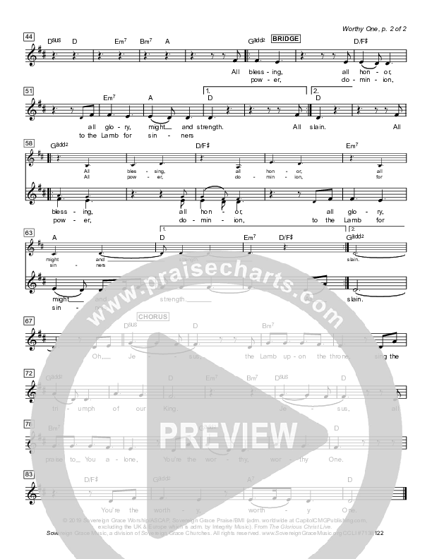 Worthy One Lead Sheet (SAT) (Sovereign Grace)