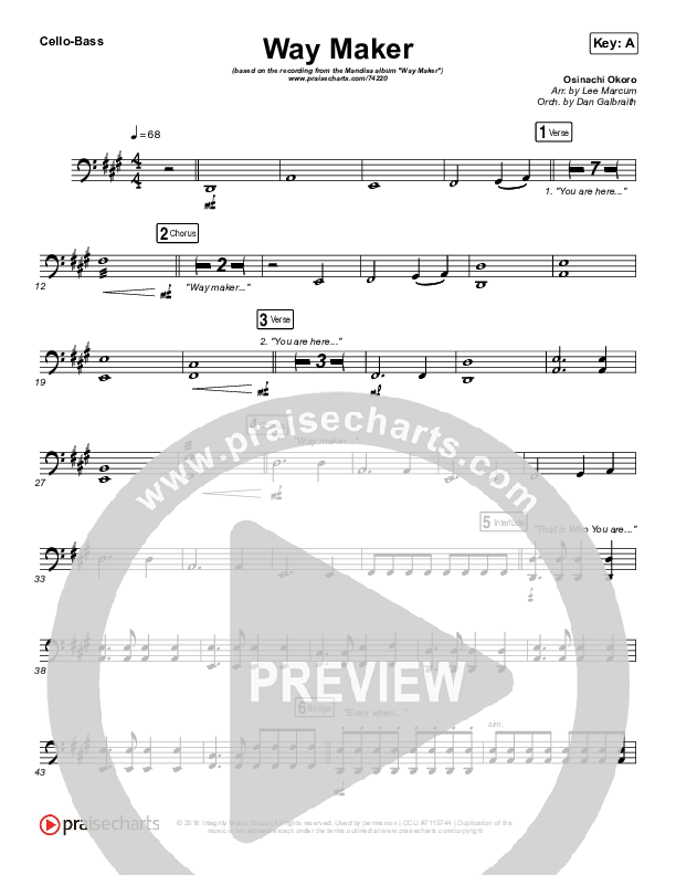 Way Maker Cello/Bass (Mandisa)