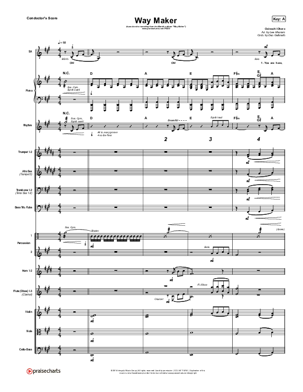 Way Maker Conductor's Score (Mandisa)