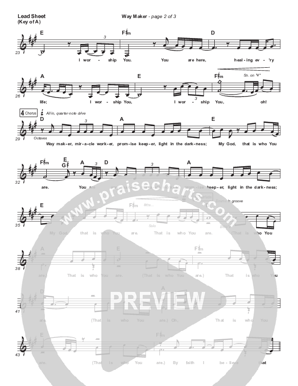 Way Maker Lead Sheet (Melody) (Mandisa)