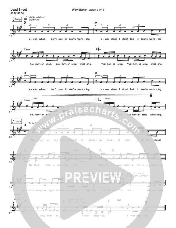 Way Maker Lead Sheet (Melody) (Mandisa)