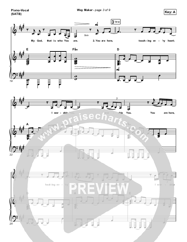 Way Maker Piano/Vocal (SATB) (Mandisa)