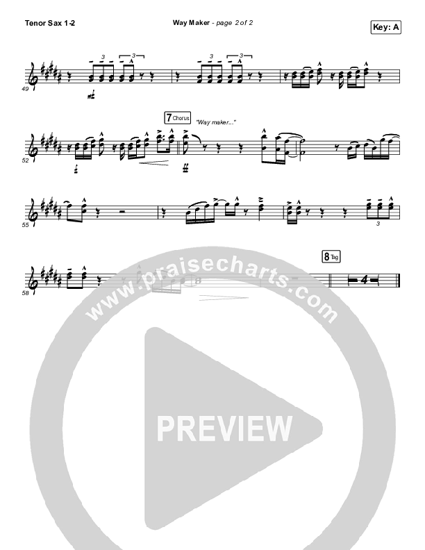 Way Maker Tenor Sax 1/2 (Mandisa)