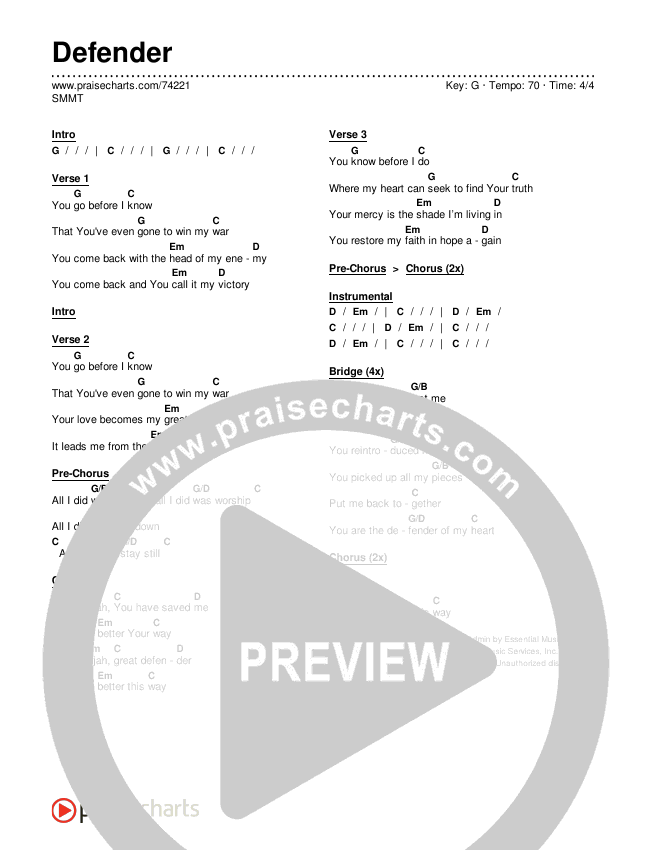 Defender Chords & Lyrics (SMMT)