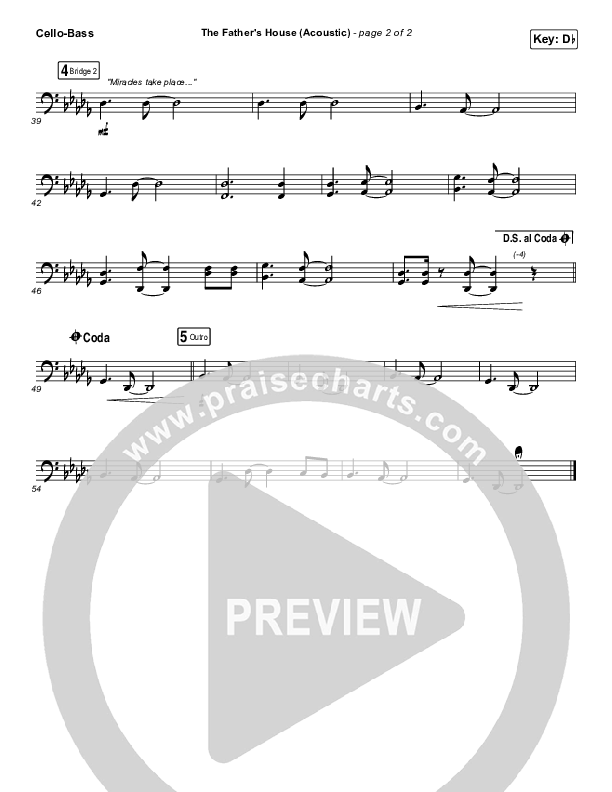 The Father's House (Acoustic) Cello/Bass (Cory Asbury)