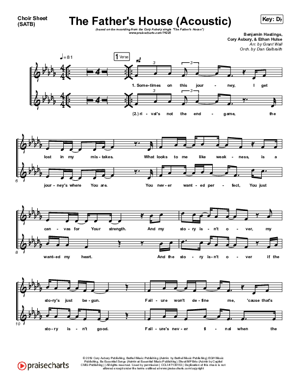 The Father's House (Acoustic) Choir Vocals (SATB) (Cory Asbury)