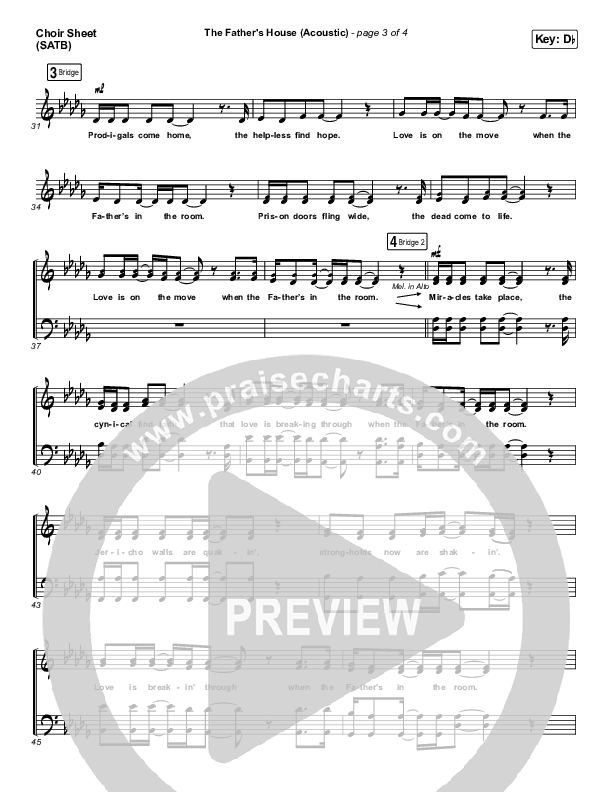 The Father's House (Acoustic) Choir Sheet (SATB) (Cory Asbury)