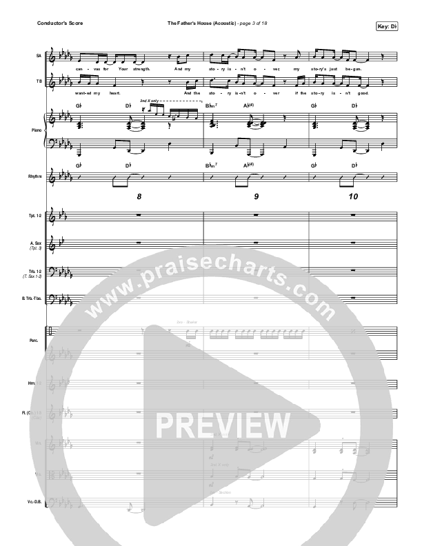 The Father's House (Acoustic) Conductor's Score (Cory Asbury)
