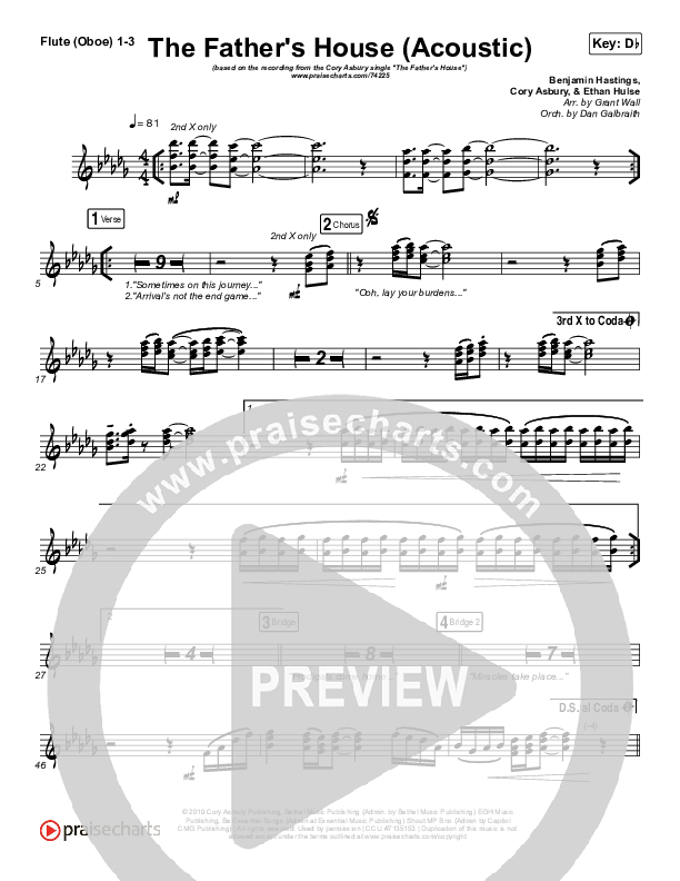 The Father's House (Acoustic) Wind Pack (Cory Asbury)