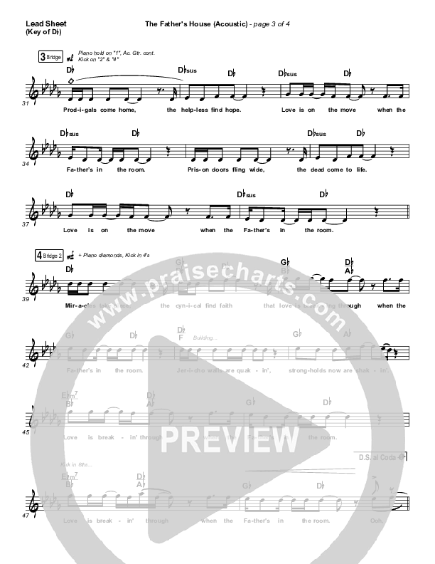 The Father's House (Acoustic) Lead Sheet (Melody) (Cory Asbury)