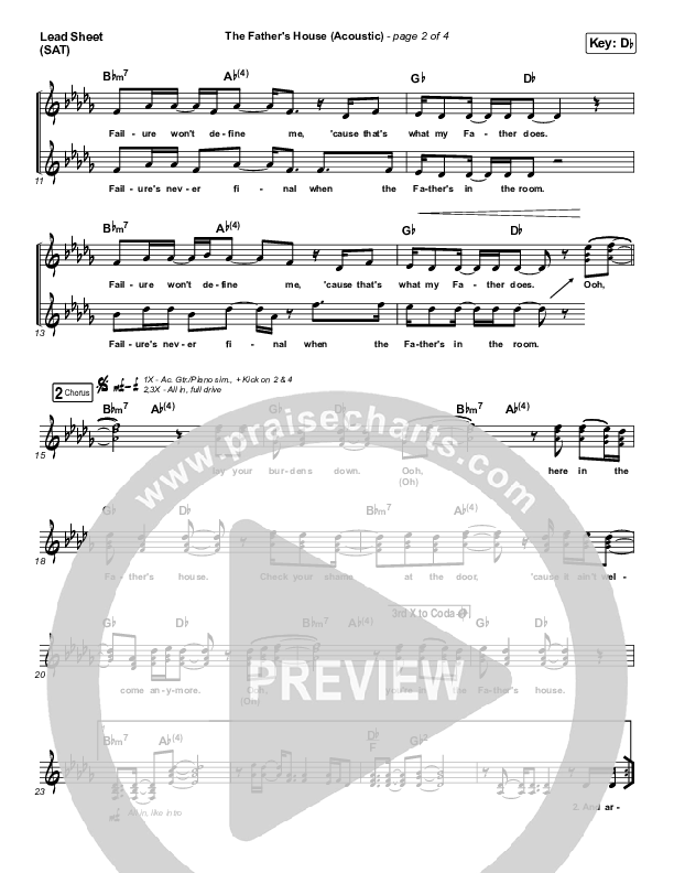 The Father's House (Acoustic) Lead Sheet (SAT) (Cory Asbury)