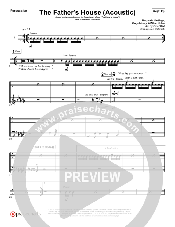 The Father's House (Acoustic) Percussion (Cory Asbury)