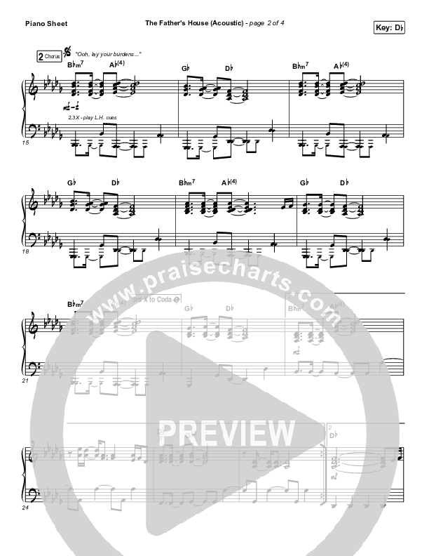 The Father's House (Acoustic) Piano Sheet (Cory Asbury)