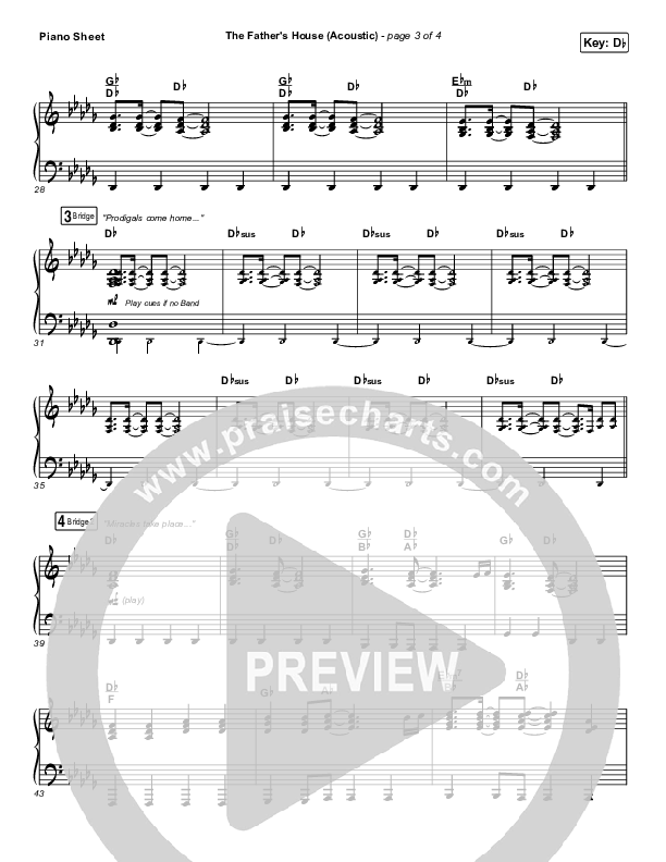 The Father's House (Acoustic) Piano Sheet (Cory Asbury)